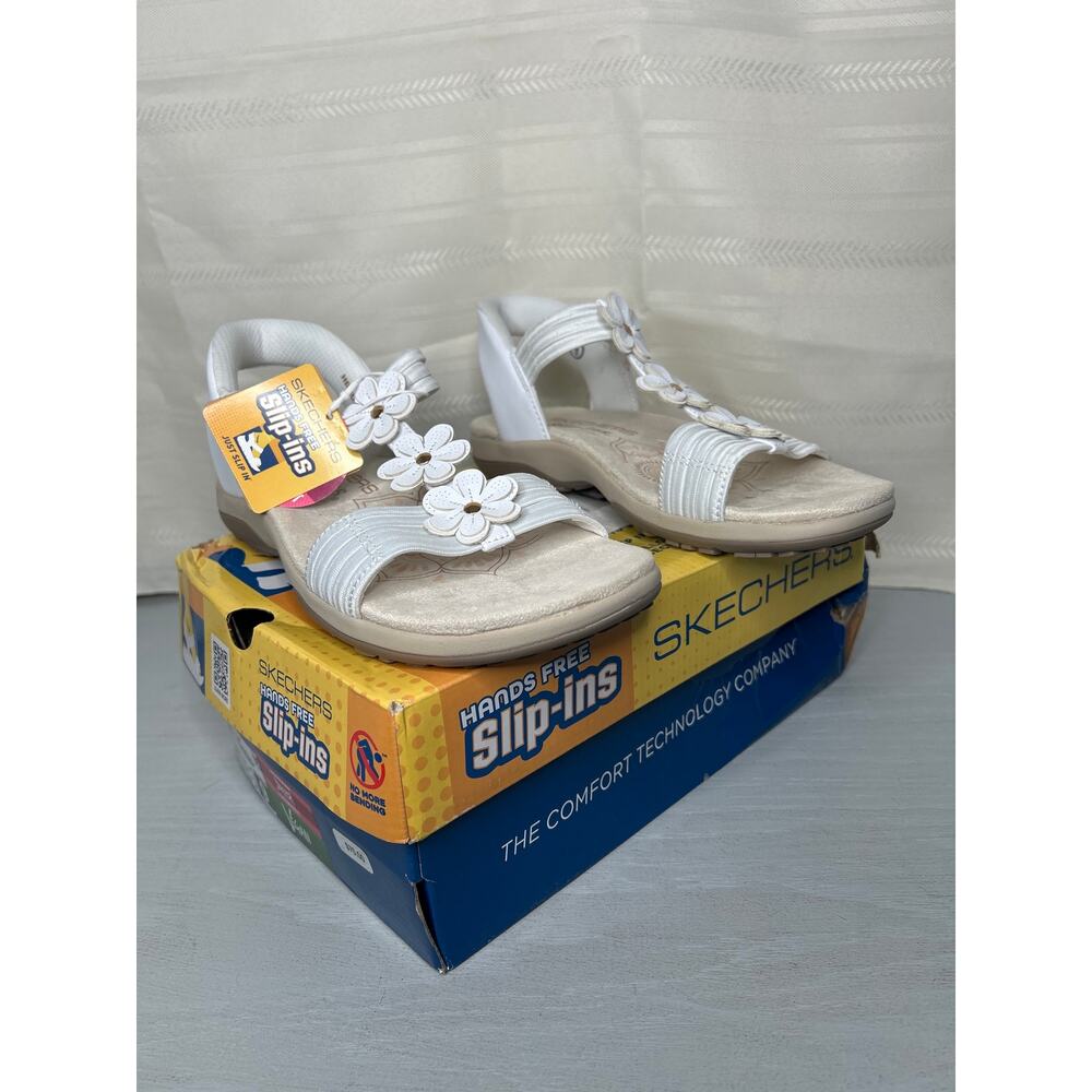 Skechers Reggae Slim Blooming Romance Slip-Ins Sandals White Size 9 - Picture 8 of 16